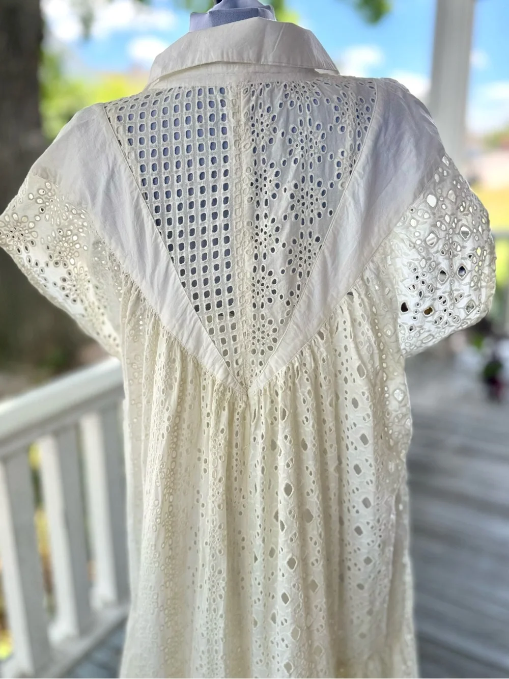 Free People Ivory Eyelet Button-Front Maxi Dress - Picture 8 of 15